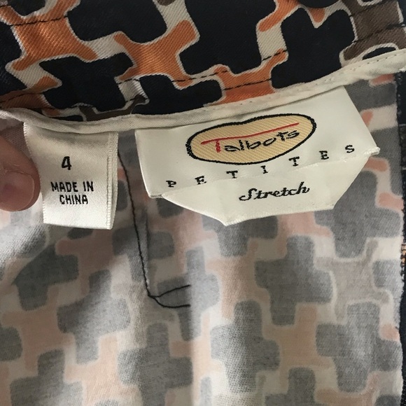 Talbots navy/orange/brown pencil skirt with front pockets size 4P stretch - Picture 5 of 9